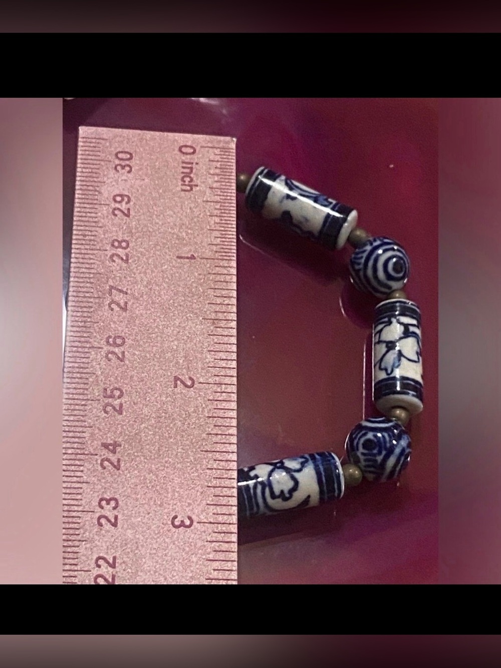 Vintage Blue & White Ceramic Bead Bracelet #8059 ❤️🔥 - Picture 2 of 5
